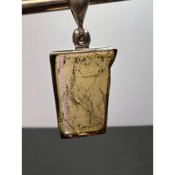 NEW Green watermelon tourmaline sterling silver pendant 4.97 grams - Picture 1 of 10